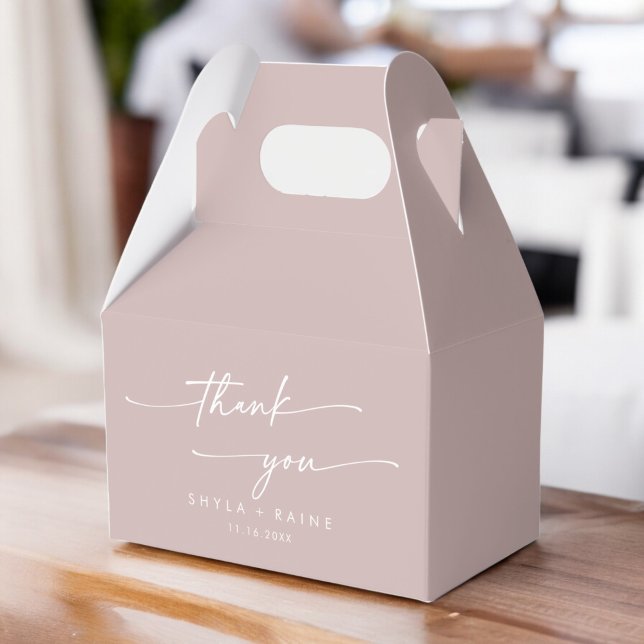 Boho Chic Dusty Rose Pink Thank You Wedding Favour Box (Creator Uploaded)