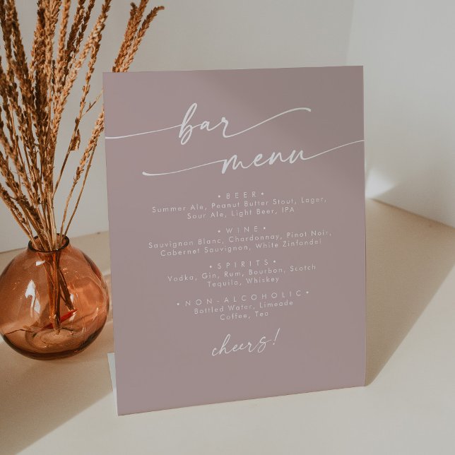 Boho Chic Dusty Rose Pink Wedding Bar Pedestal Sign (Creator Uploaded)