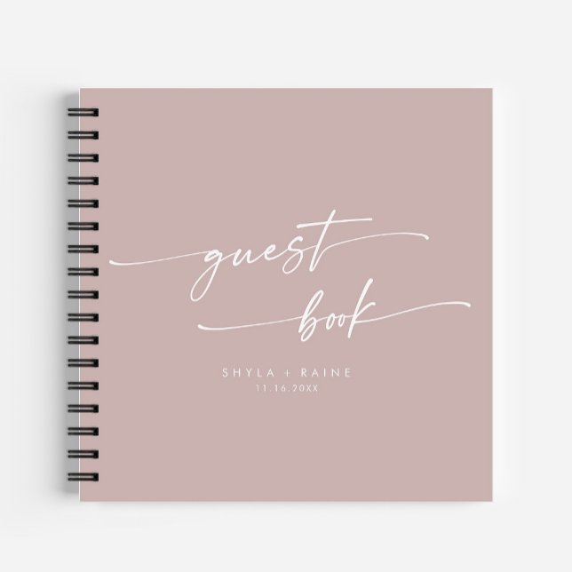 Boho Chic Dusty Rose Pink Wedding Guest Book (Creator Uploaded)