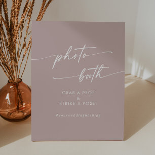 Boho Chic Dusty Rose Pink Wedding Photo Booth Pedestal Sign