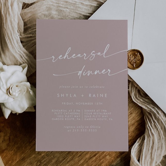 Boho Chic Dusty Rose Pink Wedding Rehearsal Dinner Invitation (Creator Uploaded)