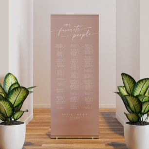 Boho Chic Dusty Rose Pink Wedding Seating Chart Retractable Banner