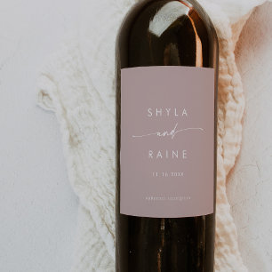 Boho Chic Dusty Rose Pink Wedding Wine Labels