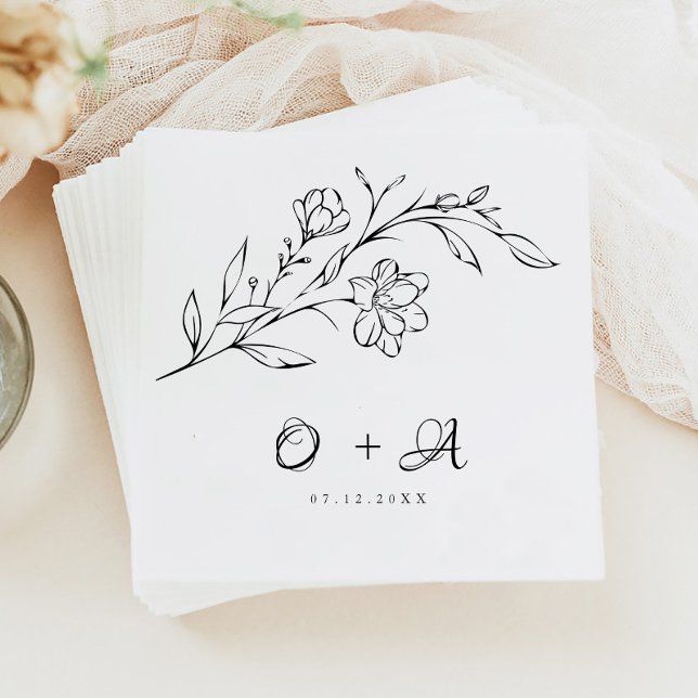 Boho Chic Elegant Couple Monogram Wedding Napkin (Creator Uploaded)