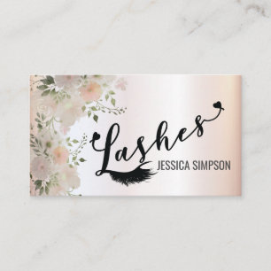 Boho chic elegant watercolor floral lashes LOGO Business Card