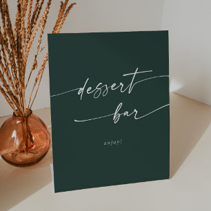 Boho Chic Emerald Green Dessert Bar Wedding Pedestal Sign