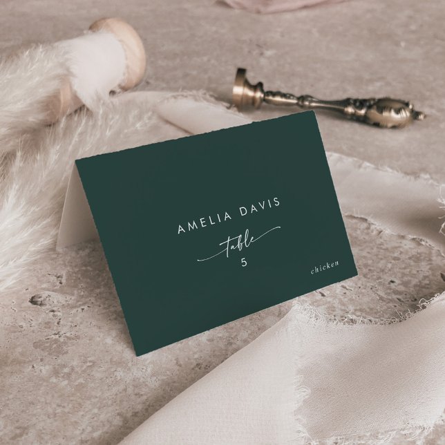 Boho Chic Emerald Green Guest Name Place Cards (Creator Uploaded)