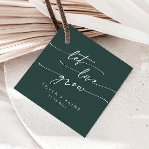 Boho Chic Emerald Green Let Love Grow Wedding Favour Tags