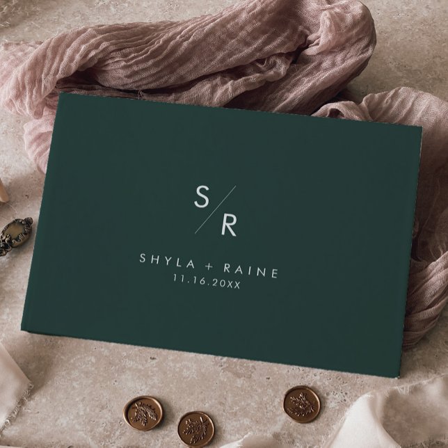 Boho Chic Emerald Green Monogram Wedding Guest Book (Creator Uploaded)