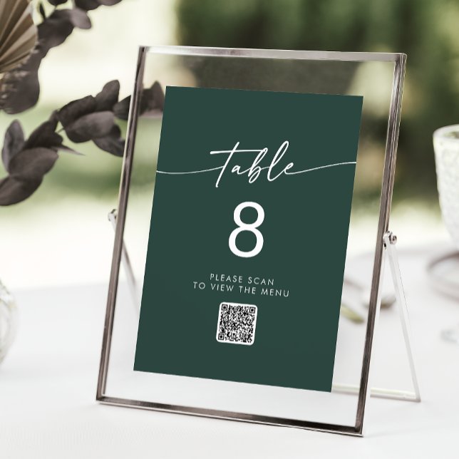 Boho Chic Emerald Green QR Code Table Numbers (Creator Uploaded)
