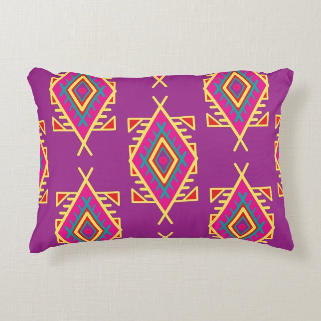 Boho Chic: Ethnic Seamless Ornament Decorative Cushion (Front)