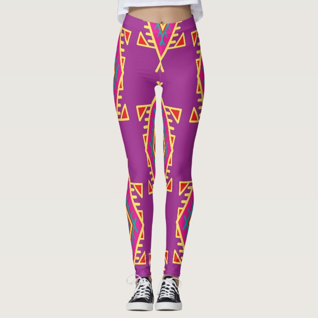 Boho Chic: Ethnic Seamless Ornament Leggings (Front)
