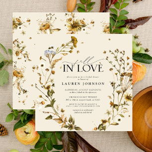 Boho Chic Fall in Love Wildflower Bridal Shower Invitation