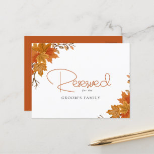 Boho Chic Fall Wedding Reserved Card