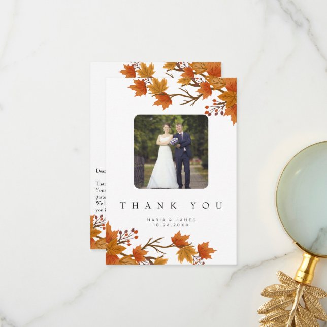 Boho Chic Fall Wedding Thank You Card (Front/Back In Situ)