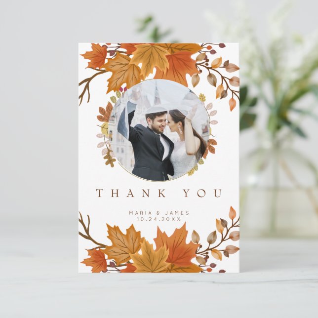 Boho Chic Fall Wedding Thank You Card (Standing Front)