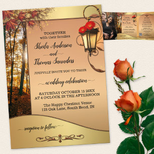Boho Chic Fall Wedding Tri-fold Wedding Invitation