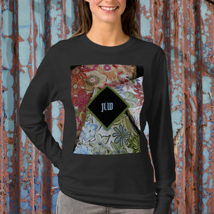 Boho Chic faux Embroidered Floral Personalised T-Shirt