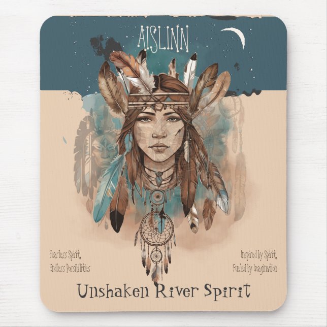 Boho Chic  Fearless Girl Artwork with Ruler Edge Mouse Mat (Front)