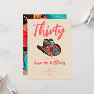 Boho Chic Floral 30th Birthday Invitation
