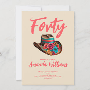 Boho Chic Floral 40th Birthday Invitation