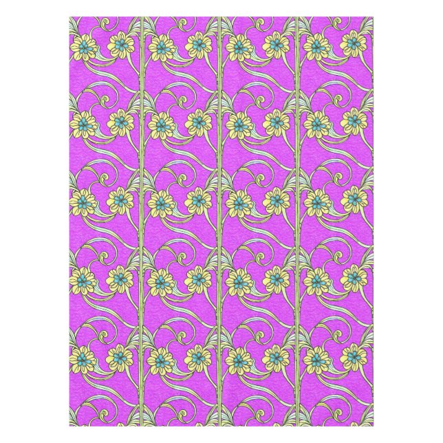 Boho Chic Floral Art Nouveau Tablecloth (Front)
