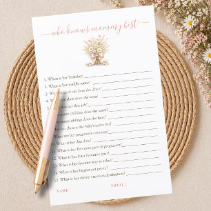 Boho Chic Floral Baby Shower Who Knows Mummy Best