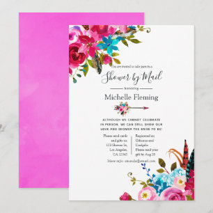 Boho Chic Floral Bridal or Baby Shower by Mail Invitation