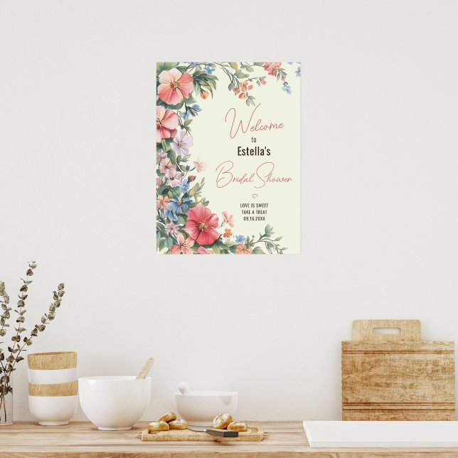 Boho Chic Floral Bridal Shower Welcome Sign (Kitchen)