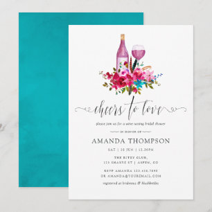 Boho Chic Floral Bridal Shower Wine Tasting Invitation