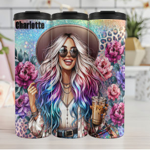 Boho Chic Floral Coffee Delight Thermal Tumbler
