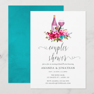 Boho Chic Floral Couples Shower Wine Tasting Invitation