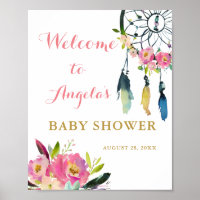 Boho Chic Floral Dream Catcher Baby Shower Welcome