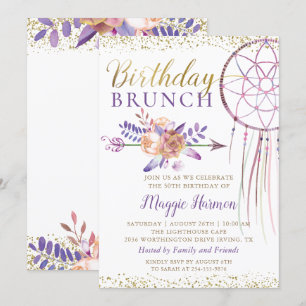 Boho Chic Floral Dreamcatcher Birthday Brunch Invitation