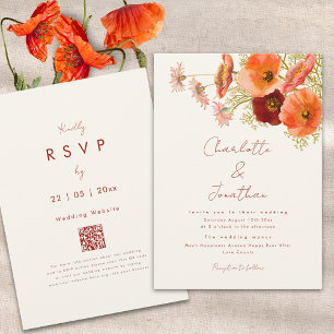 Boho Chic Floral Fall Wedding Invitation