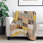 Boho Chic Floral Faux Patchwork Keepsake Photos  Fleece Blanket<br><div class="desc">Personalised faux quilt floral blanket with 8 photos and editable text.  Created with hand painted flowers and botanicals arranged in vintage inspired patterns in earthy yellows,  pinks,  greys and greens.  Perfect for gift giving.  Original art by Leslie Larson.</div>
