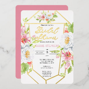 Boho-Chic Floral Geometric Bridal Shower - Gold Fo