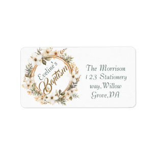 Boho Chic Floral Girls Baptism Label