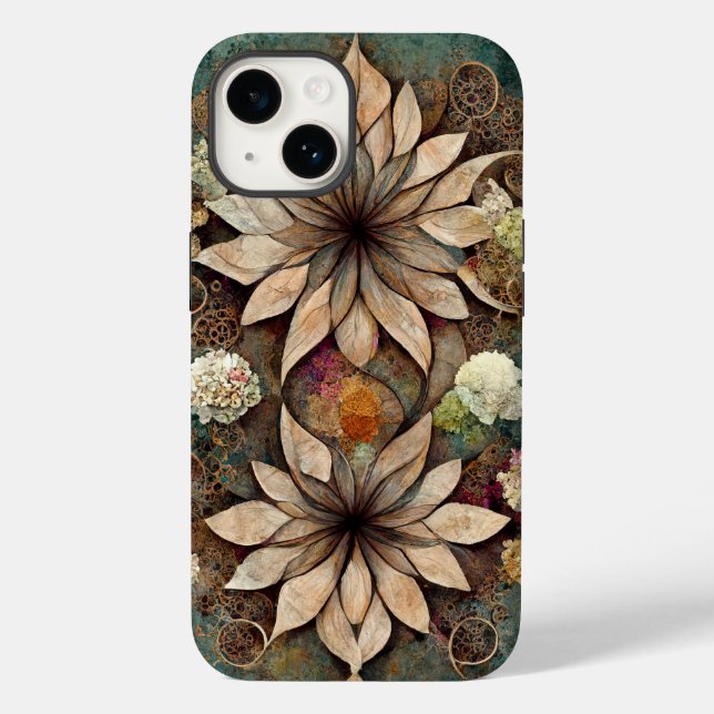 Boho chic floral mandala iphone case (Back)