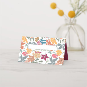Boho Chic Floral Mid Century Retro Wedding Place Card