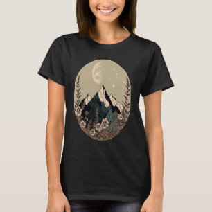 Boho Chic Floral Moon Mountain T-Shirt