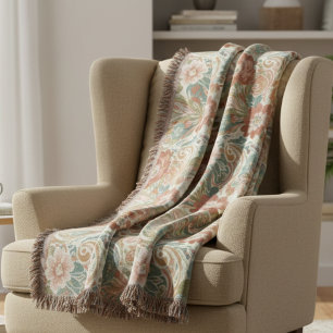Boho Chic Floral Paisley Pattern Throw Blanket