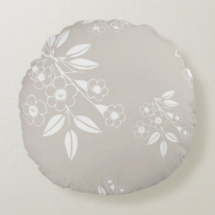Boho Chic Floral Pattern Aesthetic Round Cushion