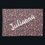 Boho Chic Floral Pattern Pink Brown Personalised  Tea Towel<br><div class="desc">Boho Chic Floral Pattern in Pink and Brown Personalised Kitchen Towel</div>