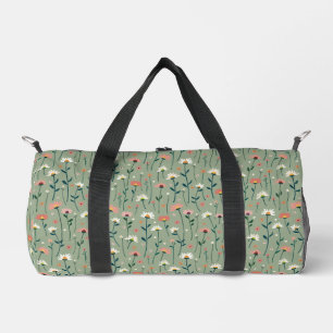Boho Chic Floral Pattern Sage Green Duffle Bag