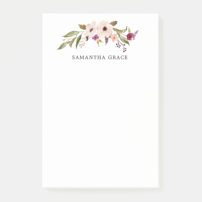 Boho Chic Floral Personalised Post-it Notes (Front)