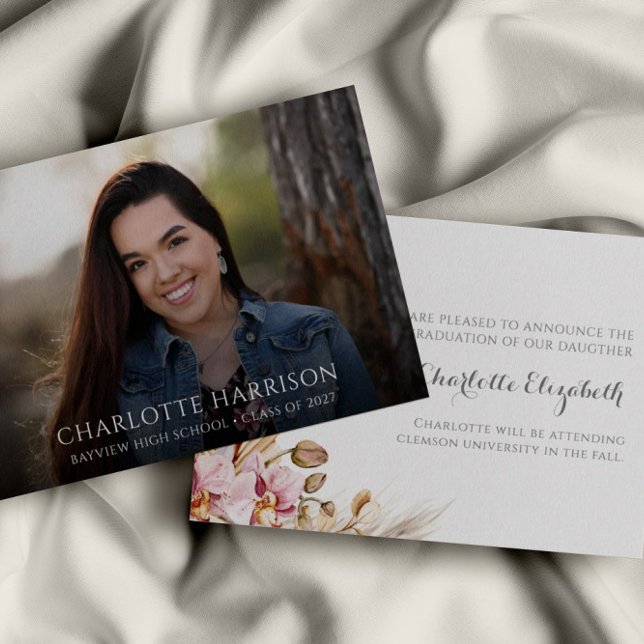 Boho Chic Floral Photo Graduation Announcement (Creator Uploaded)