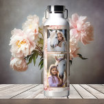 Boho Chic Floral Photo Water Bottle<br><div class="desc">Water bottle featuring your photos on an elegant watercolor flower design in lovely pinks. The "We love you" text makes this a beautiful bottle for a mum or grandma. Nice for Mother's Day or her birthday.</div>