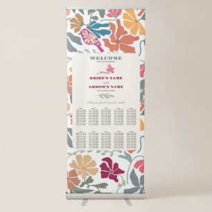 Boho Chic Floral Retro Wedding Seating Chart Retractable Banner