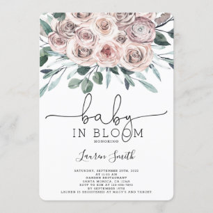 Boho chic floral rose Baby Shower Invitation